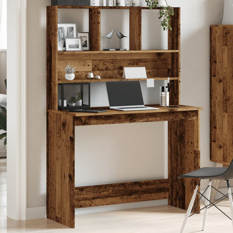Vidaxl bureau met schappen 102x45x148 cm bewerkt hout oud houtkleurig