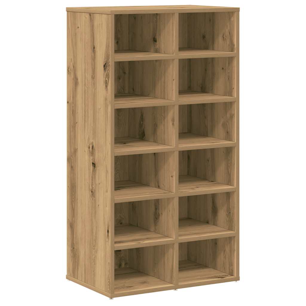 VidaXL Schuhregal 54 x 34 x 100,5 cm, handgefertigtes Holz, handwerkliche Eichenfarbe