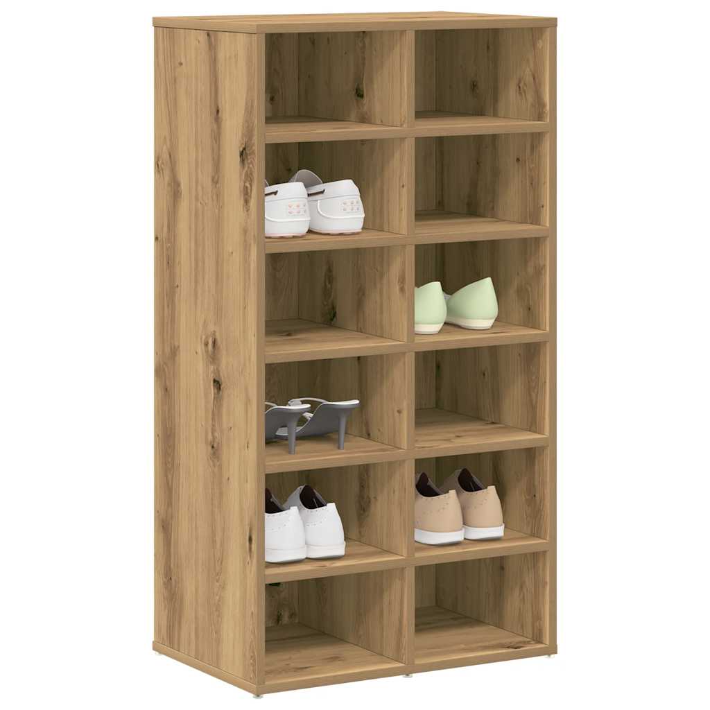 VidaXL Schuhregal 54 x 34 x 100,5 cm, handgefertigtes Holz, handwerkliche Eichenfarbe