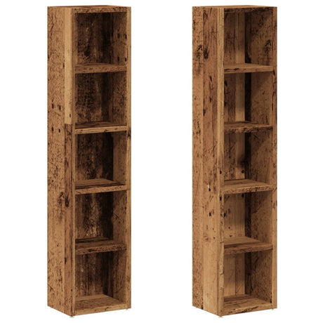 Vidaxl cd-kasten 2 st 21x16x93,5 bewerkt hout oud houtkleurig