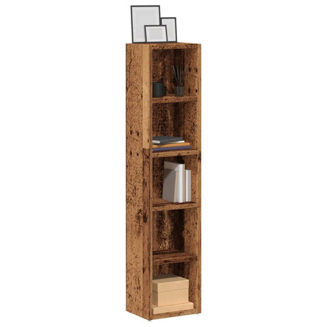 Vidaxl cd-kasten 2 st 21x16x93,5 bewerkt hout oud houtkleurig