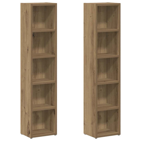 Vidaxl cd-kasten 2 st 21x16x93,5 bewerkt hout artisanaal eikenkleur