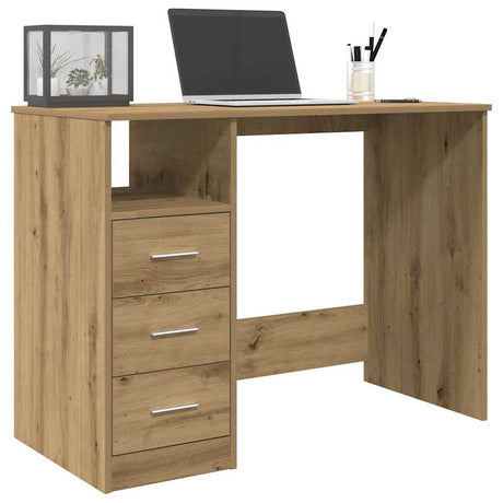 Vidaxl bureau 102x50x76 cm bewerkt hout artisanaal eikenkleur