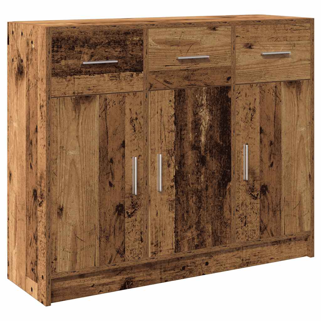 Vidaxl dressoir 91x28x75 cm bewerkt hout oud houtkleurig