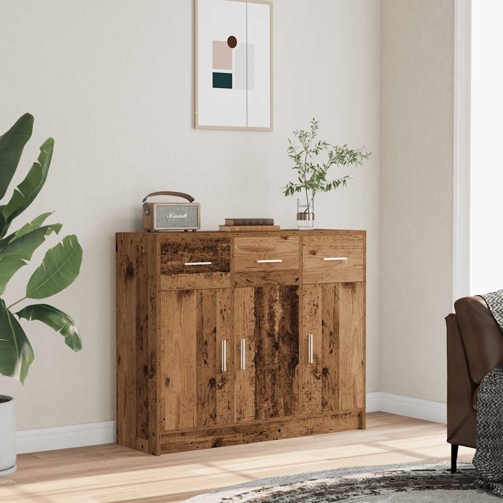 Vidaxl dressoir 91x28x75 cm bewerkt hout oud houtkleurig