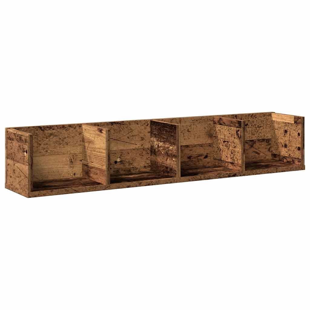 Vidaxl cd-wandschap 100x18x18 cm bewerkt hout oud houtkleurig