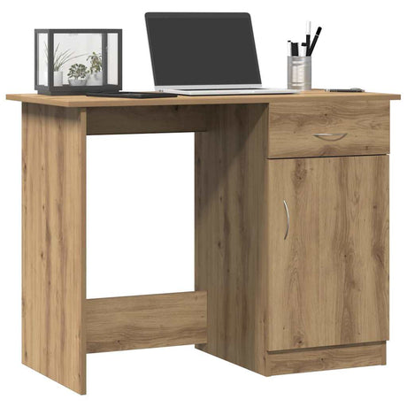 Vidaxl bureau 100x50x76 cm bewerkt hout artisanaal eikenkleur