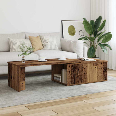 Vidaxl salontafel 150x50x35 cm bewerkt hout oud houtkleurig
