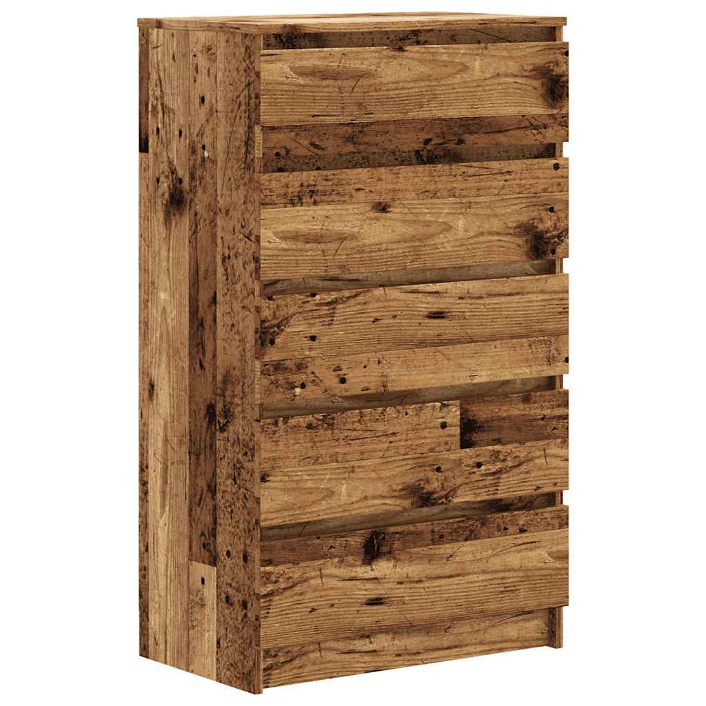 Vidaxl ladekast 60x36x103 cm bewerkt hout oud houtkleurig