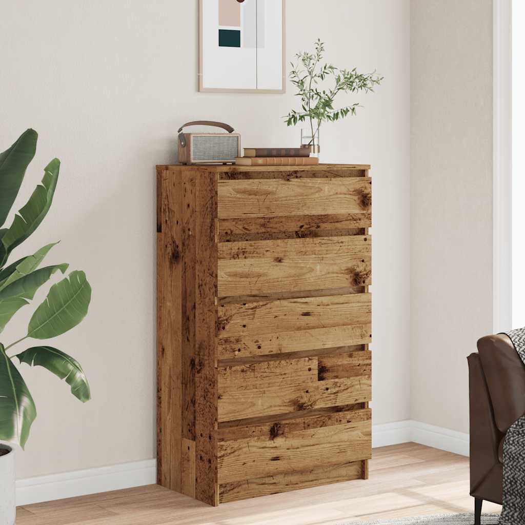 Vidaxl ladekast 60x36x103 cm bewerkt hout oud houtkleurig