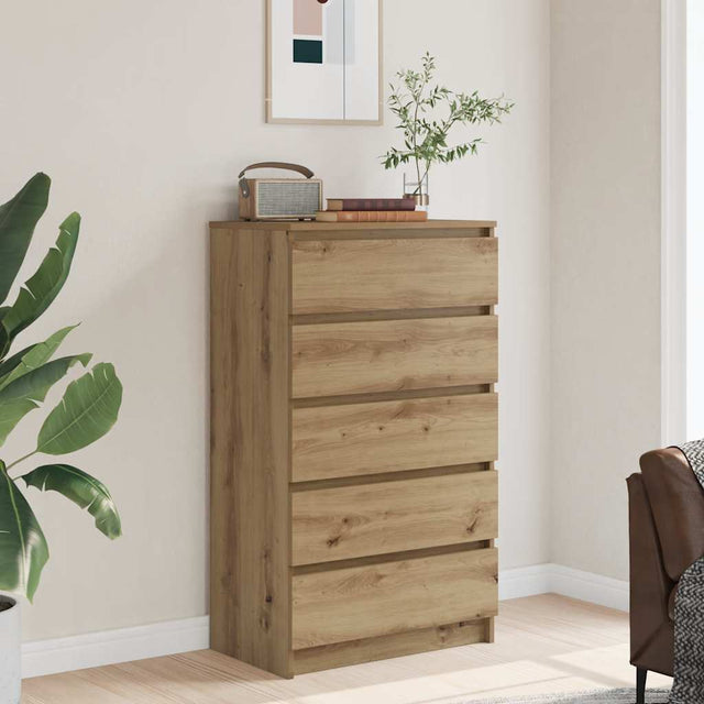 Vidaxl ladekast 60x36x103 cm bewerkt hout artisanaal eikenkleur