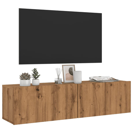 Vidaxl tv-wandmeubel 120x30x30 cm bewerkt hout artisanaal eikenkleurig