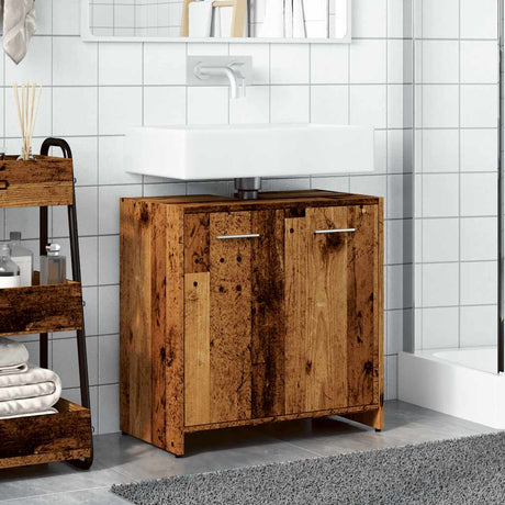 Vidaxl wastafelkast 60x33x60 cm bewerkt hout oud houtkleurig