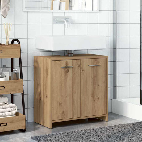 Vidaxl wastafelkast 60x33x60 cm bewerkt hout artisanaal eikenkleurig