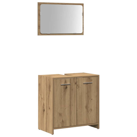 Vidaxl badkamerkast met spiegel bewerkt hout artisanaal eikenkleurig