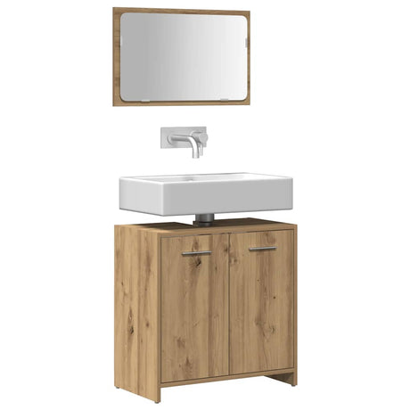 Vidaxl badkamerkast met spiegel bewerkt hout artisanaal eikenkleurig