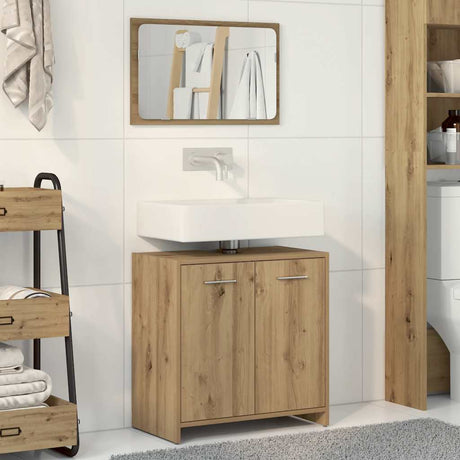 Vidaxl badkamerkast met spiegel bewerkt hout artisanaal eikenkleurig