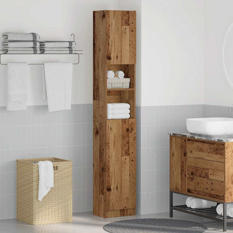 Vidaxl badkamerkast 32x25,5x190 cm bewerkt hout oud houtkleurig