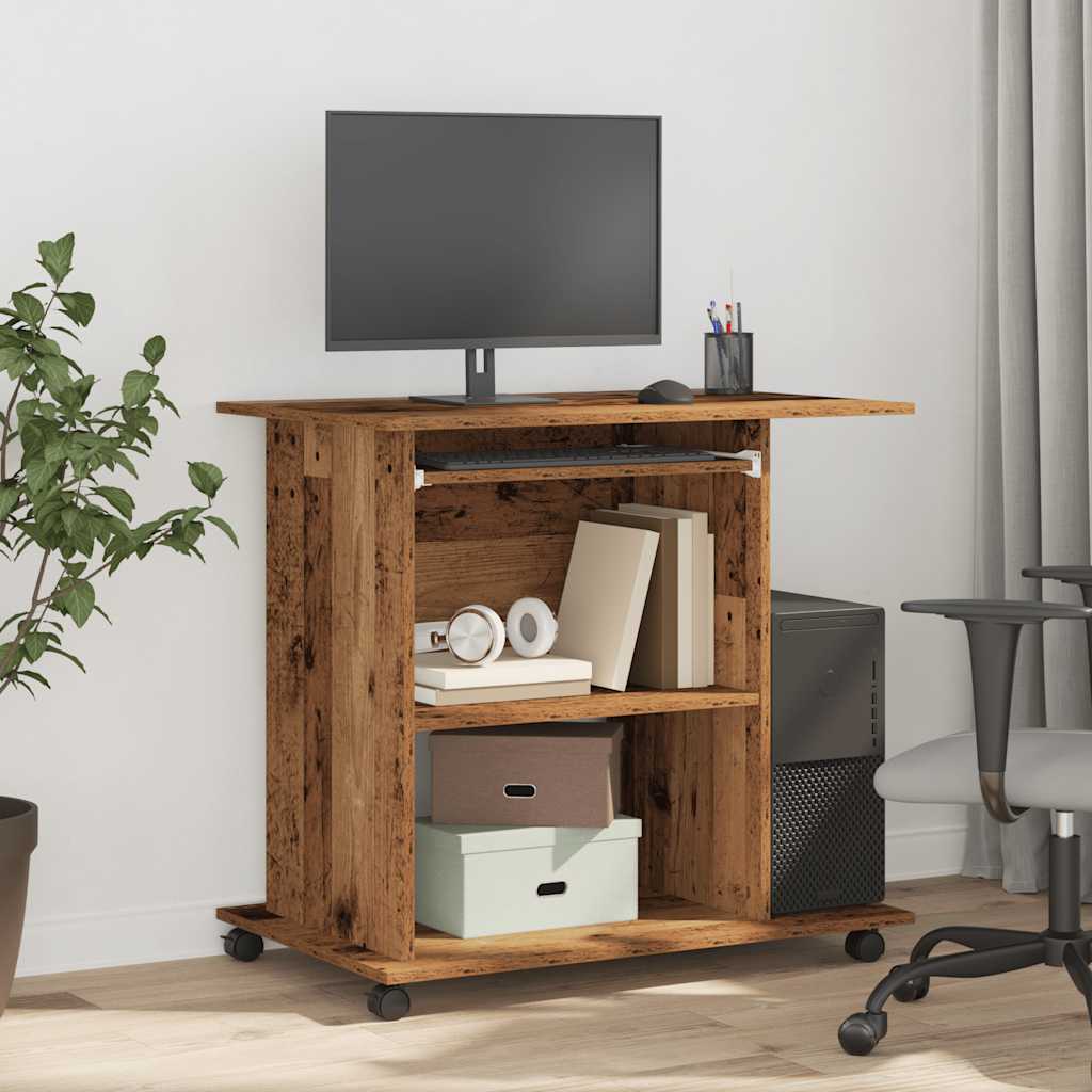 Vidaxl computerbureau 80x50x75 cm bewerkt hout oud houtkleurig