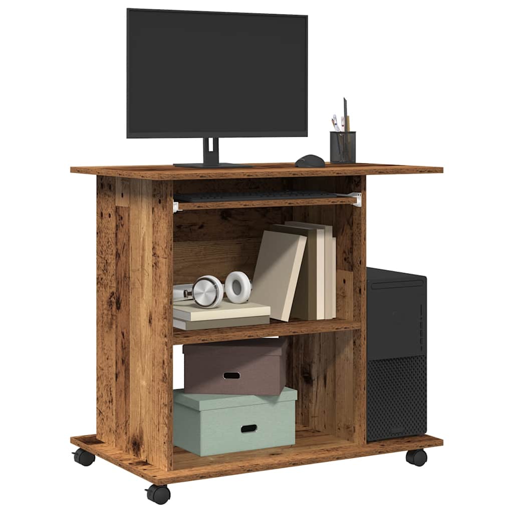 Vidaxl computerbureau 80x50x75 cm bewerkt hout oud houtkleurig