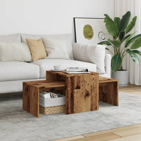 Vidaxl salontafelset 100x48x40 cm bewerkt hout oud houtkleurig