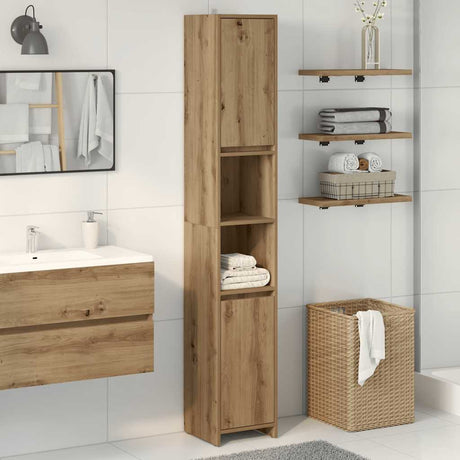 Vidaxl badkamerkast 30x30x183,5 cm bewerkt hout artisanaal eikenkleur