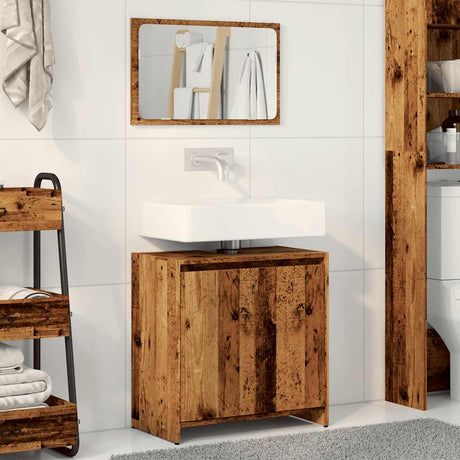 Vidaxl 2-delige badkamermeubelset bewerkt hout oud houtkleurig