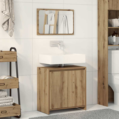 Vidaxl 2-delige badkamermeubelset bewerkt hout artisanaal eikenkleur