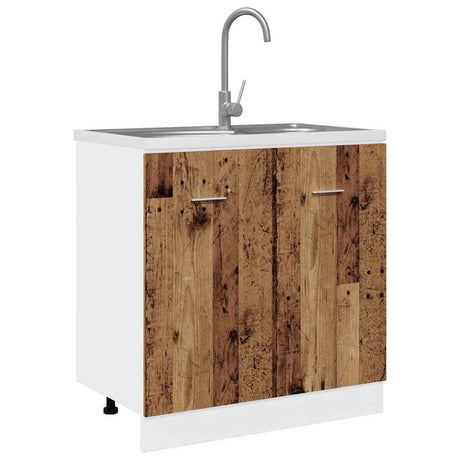 Vidaxl wastafelonderkast lyon 80x46x81,5 cm bewerkt hout oud houtkleurig