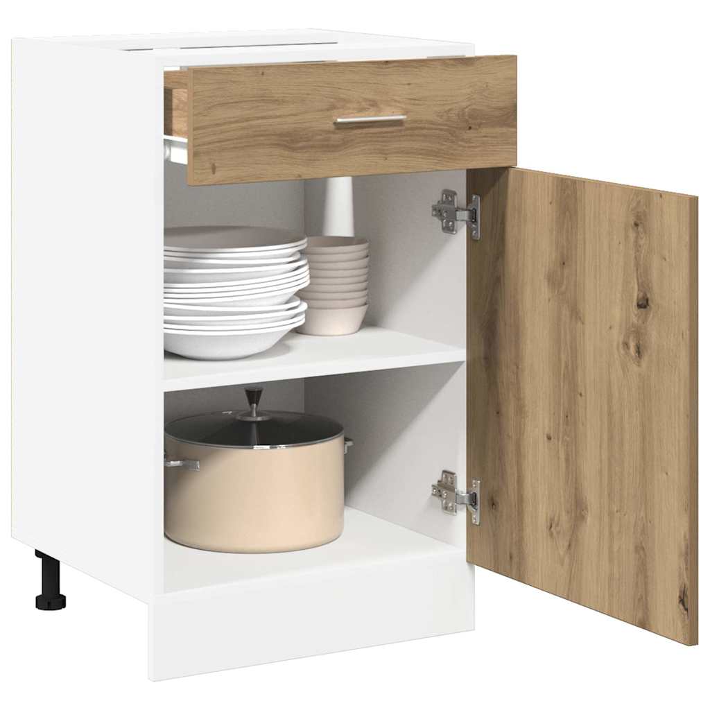 Vidaxl onderkast met lade lyon 40x46x81,5 cm bewerkt hout artisanaal eiken