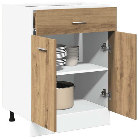 Vidaxl onderkast met lade lyon 60x46x81,5 cm bewerkt hout artisanaal eiken