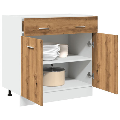 Vidaxl onderkast met lade lyon 80x46x81,5 cm bewerkt hout artisanaal eiken