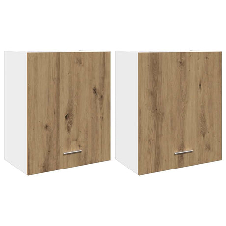 Vidaxl hangkasten 2 st lyon 50x31x60 cm bewerkt hout artisanaal eikenkleur