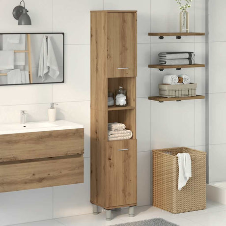 Vidaxl badkamerkast 30x30x179 cm bewerkt hout artisanaal eikenkleurig