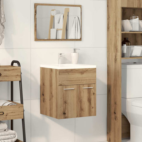 Vidaxl wastafelkast 41x38,5x46 cm bewerkt hout artisanaal eikenkleur