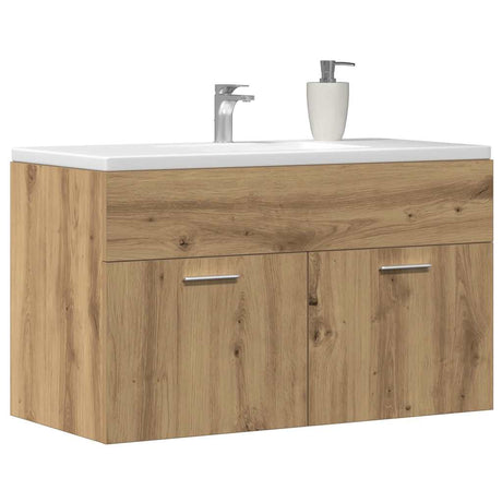 Vidaxl wastafelkast 90x38,5x46 cm bewerkt hout artisanaal eikenkleur