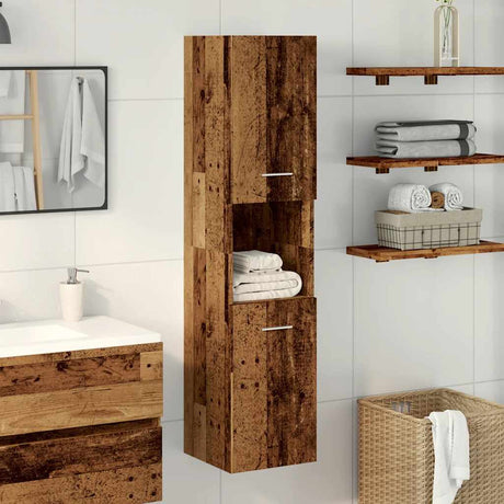 Vidaxl badkamerwandkast 30x30x130 cm bewerkt hout oud houtkleurig