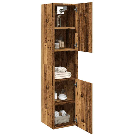 Vidaxl badkamerwandkast 30x30x130 cm bewerkt hout oud houtkleurig