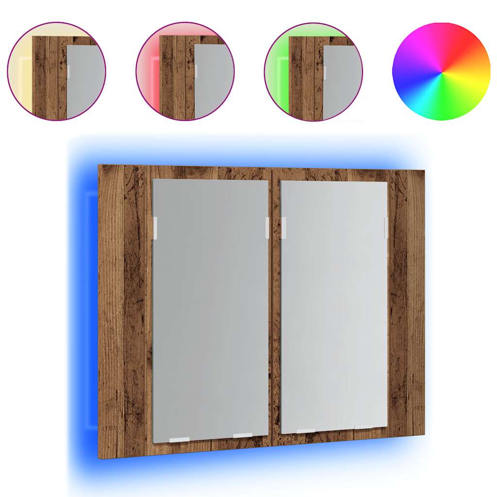 Vidaxl spiegelkast led 60x12x45 cm bewerkt hout oud houtkleurig