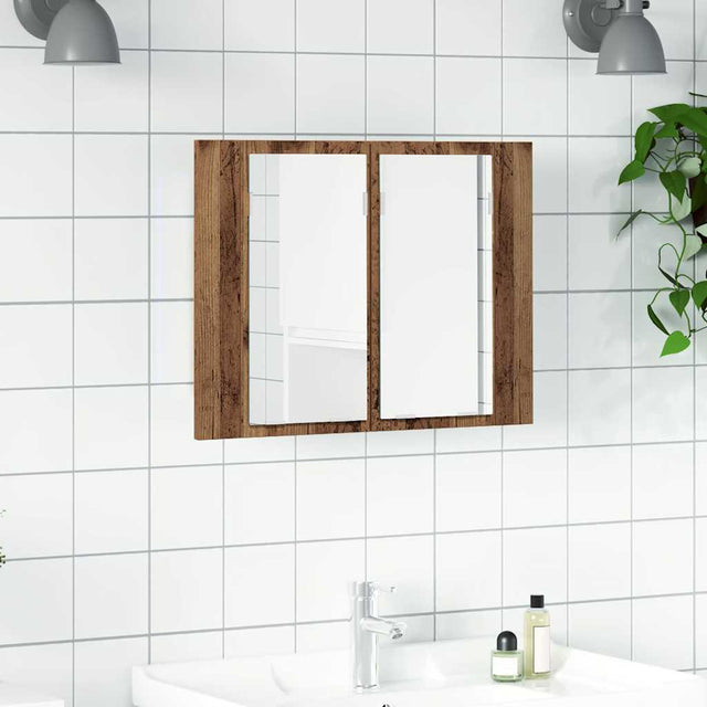Vidaxl spiegelkast led 60x12x45 cm bewerkt hout oud houtkleurig