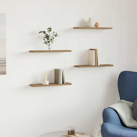 Vidaxl wandschappen 4 st 40x10x1,5 cm bewerkt hout artisanaal eiken