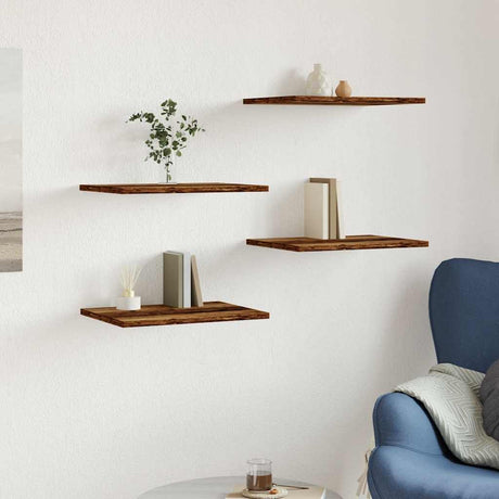 Vidaxl wandschappen 4 st 40x30x1,5 cm bewerkt hout oud houtkleurig