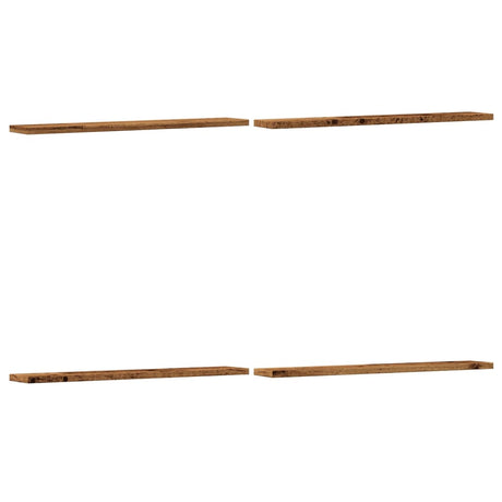 Vidaxl wandschappen 4 st 60x20x1,5 cm bewerkt hout oud houtkleurig