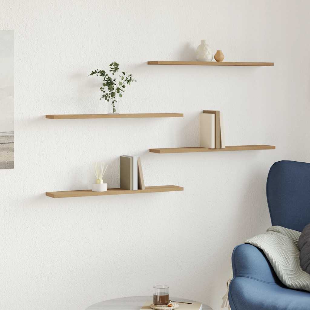 Vidaxl wandschappen 4 st 60x20x1,5 cm bewerkt hout artisanaal eiken