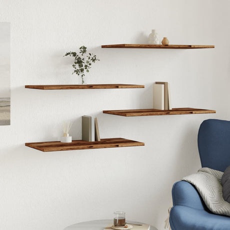 Vidaxl wandschappen 4 st 60x30x1,5 cm bewerkt hout oud houtkleurig