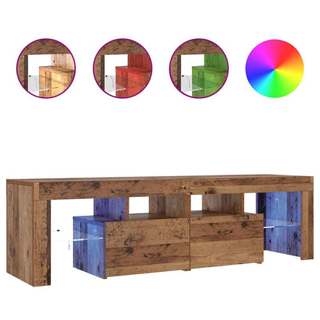 Vidaxl tv-meubel met led 140x36,5x40 cm bewerkt hout oud hout