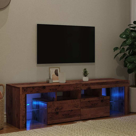 Vidaxl tv-meubel met led 140x36,5x40 cm bewerkt hout oud hout