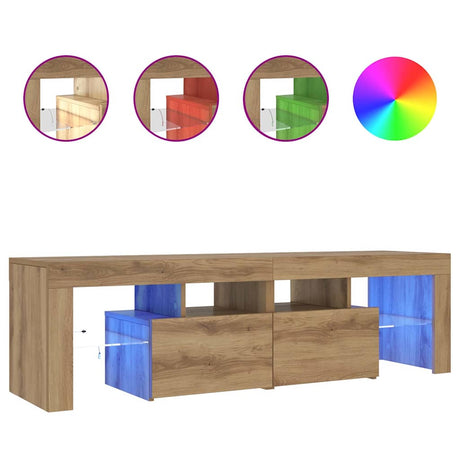 Vidaxl tv-meubel met led 140x36,5x40 cm bewerkt hout artisanaal eiken