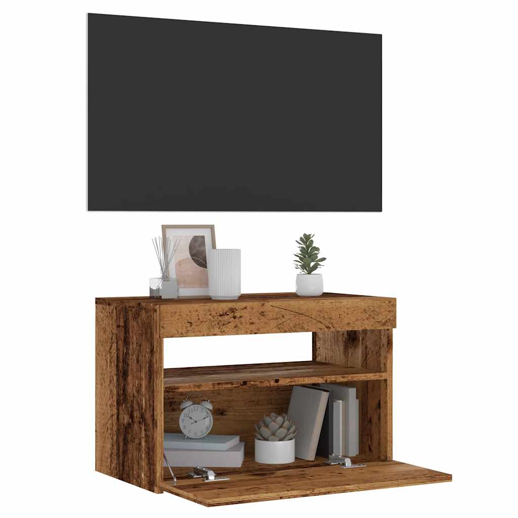 Vidaxl tv-meubel met led 60x35x40 cm bewerkt hout oud hout