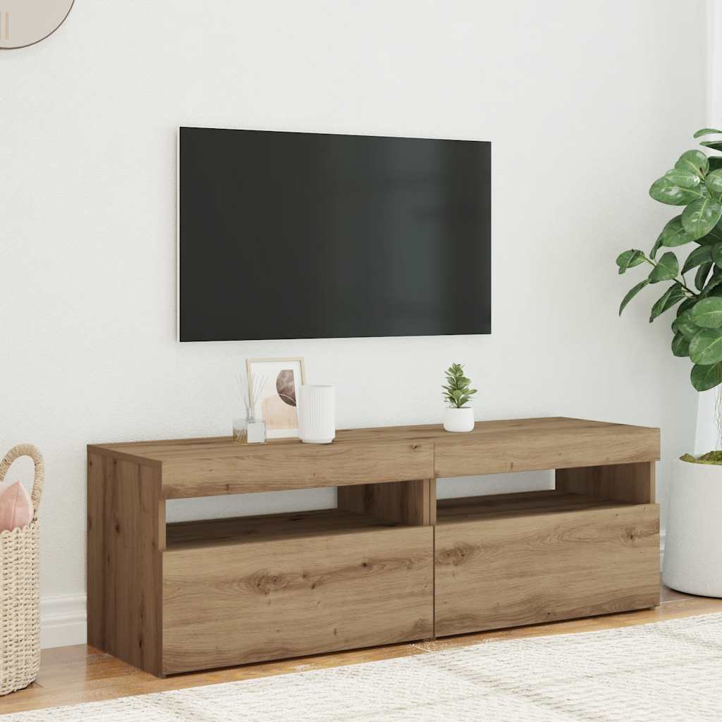 Vidaxl tv-meubels met led 2 st bewerkt hout artisanaal eiken